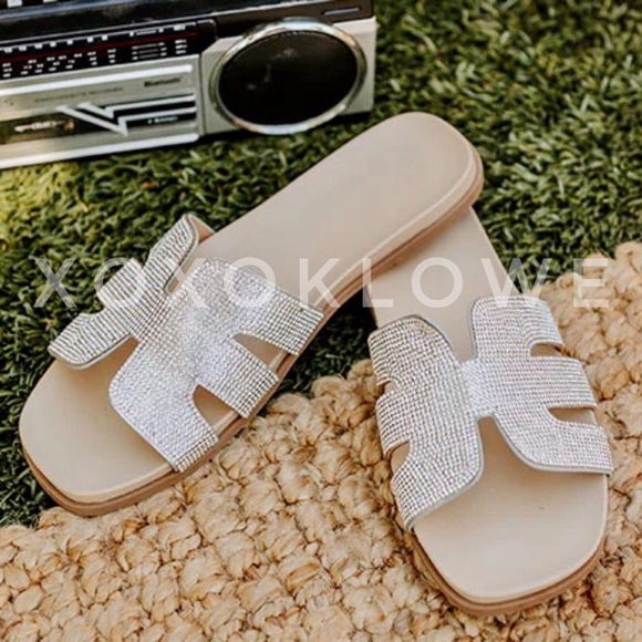 Barbie Rhinestone Sparkle Geo Footbed Sandal Slides - Picture 6 of 8